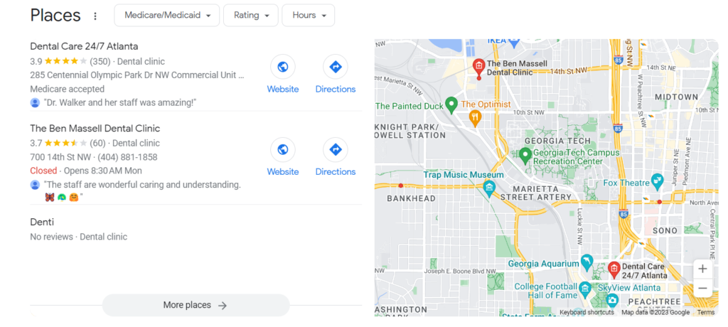 Local map search result